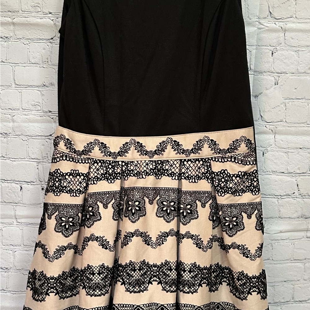 Elle Black and Tan Fit and Flare Cocktail Dress